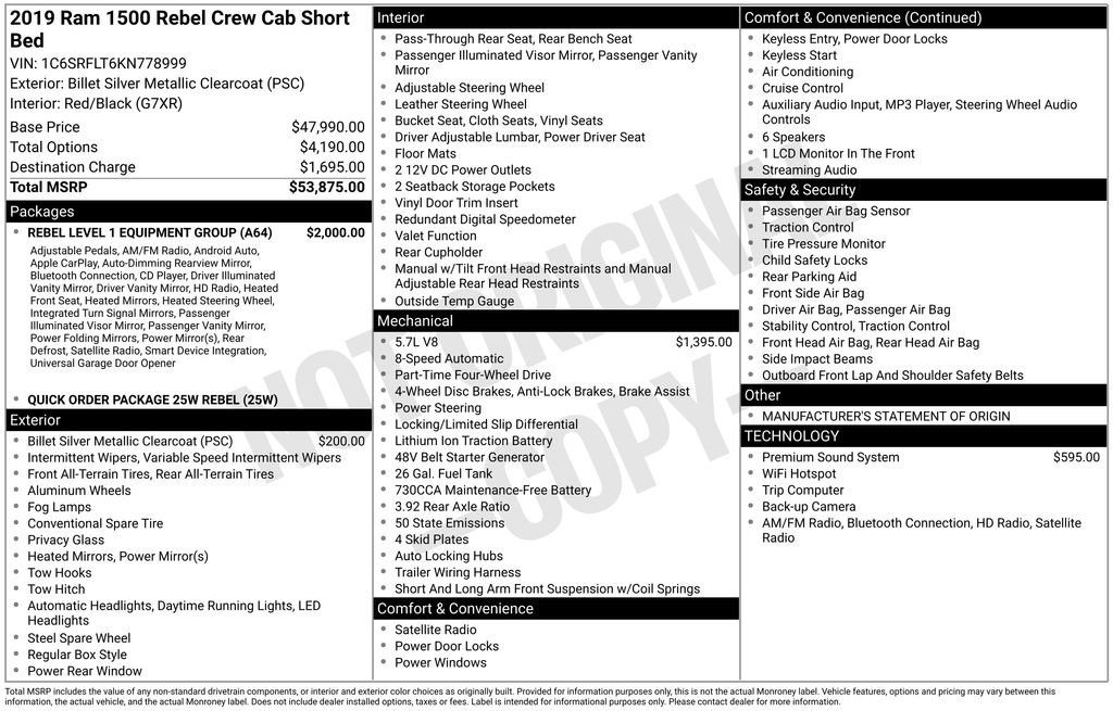 Used 2019 RAM 1500 Rebel w/ Rebel Level 1 Equipment Group image 6