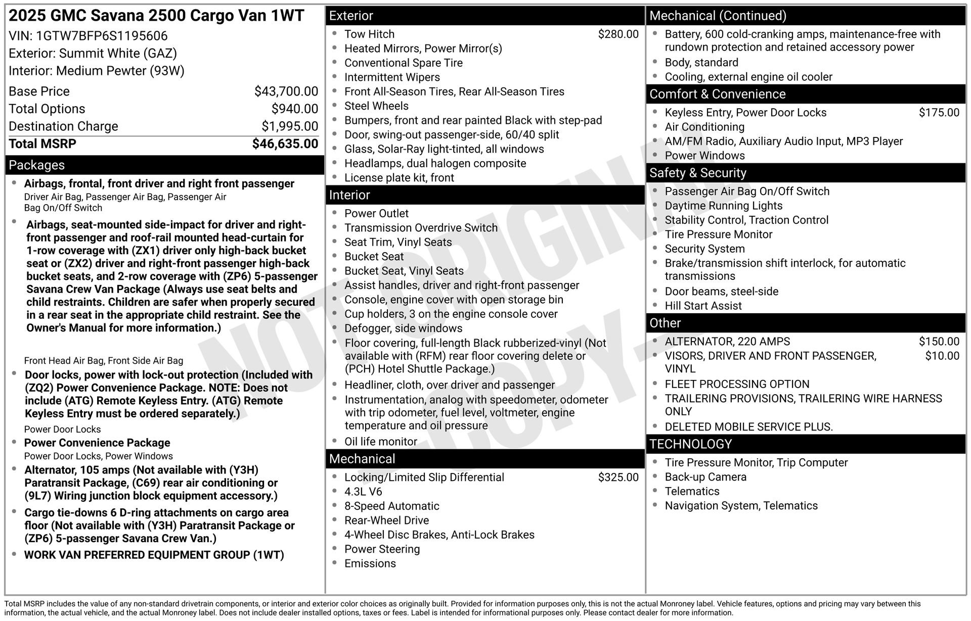 New 2025 GMC Savana 2500 Extended image 3
