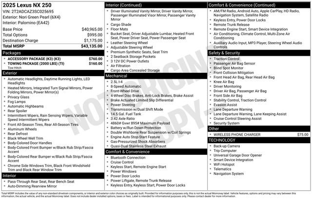 Used 2025 Lexus NX 250 FWD w/ Accessory Package (K3) image 40