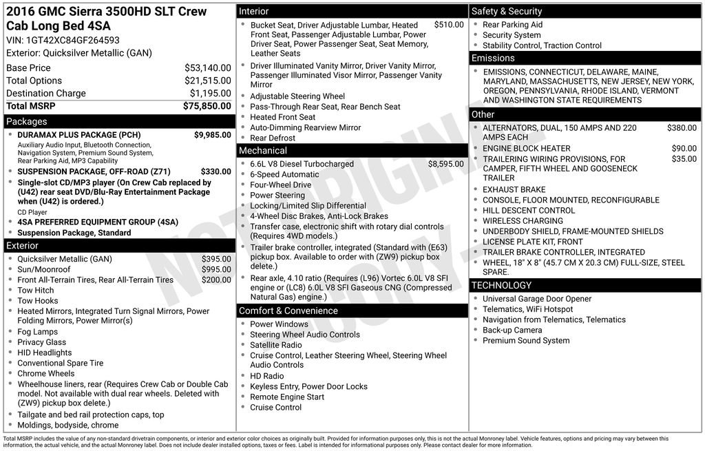 Used 2016 GMC Sierra 3500 SLT w/ Duramax Plus Package image 38