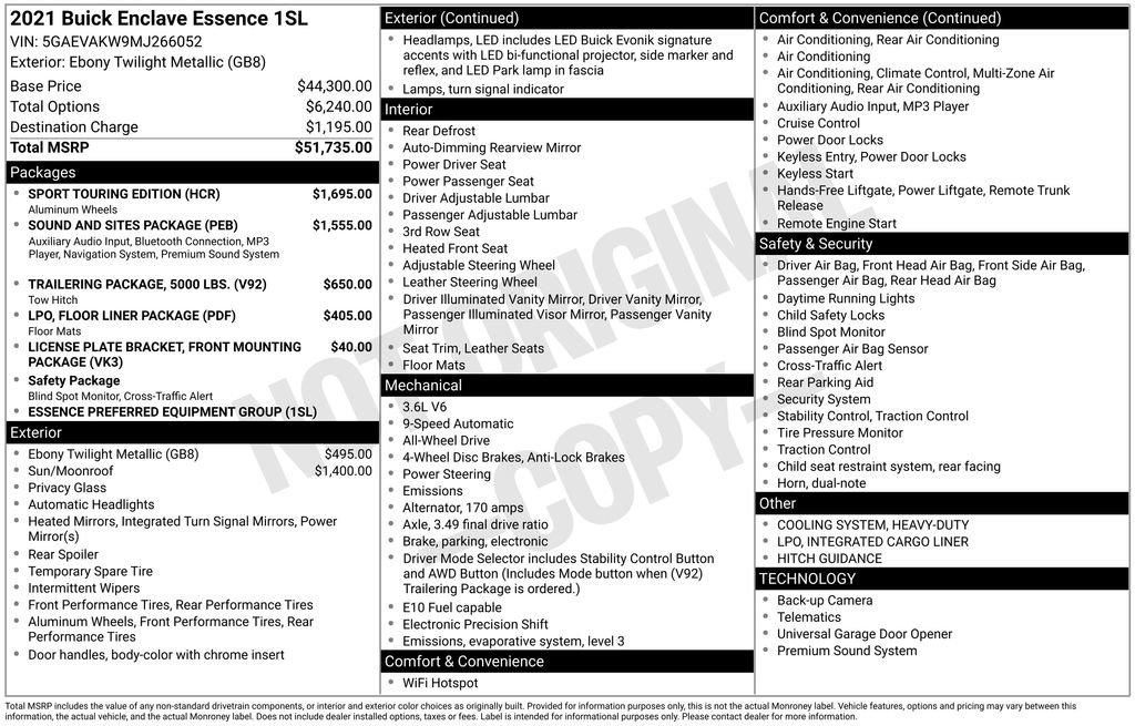 Used 2021 Buick Enclave Essence w/ Sport Touring Edition image 17