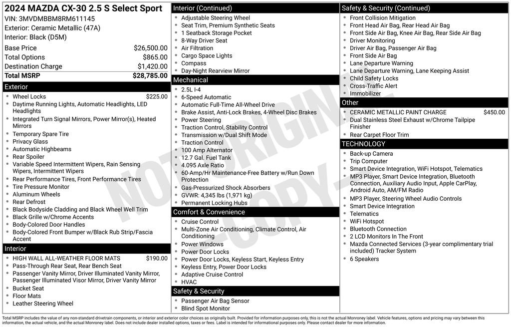 Used 2024 MAZDA CX-30 AWD 2.5 S w/ Select Sport Pkg image 2