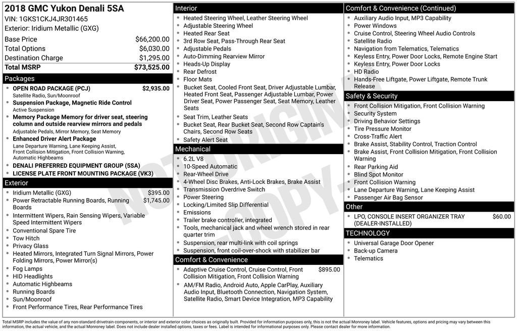Certified 2018 GMC Yukon Denali w/ Open Road Package RWD image 5