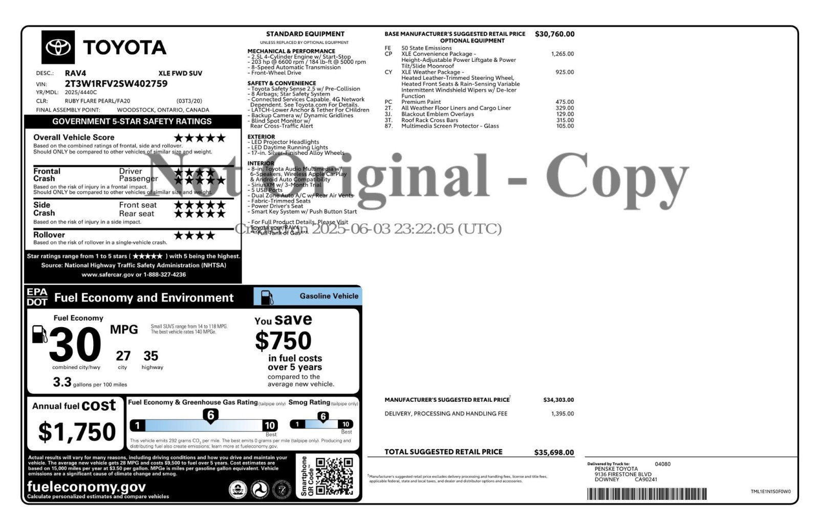 Used 2025 Toyota RAV4 XLE w/ Convenience Package FWD image 53