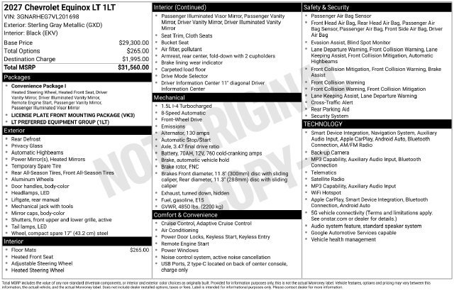 New 2027 Chevrolet Equinox LT FWD image 34