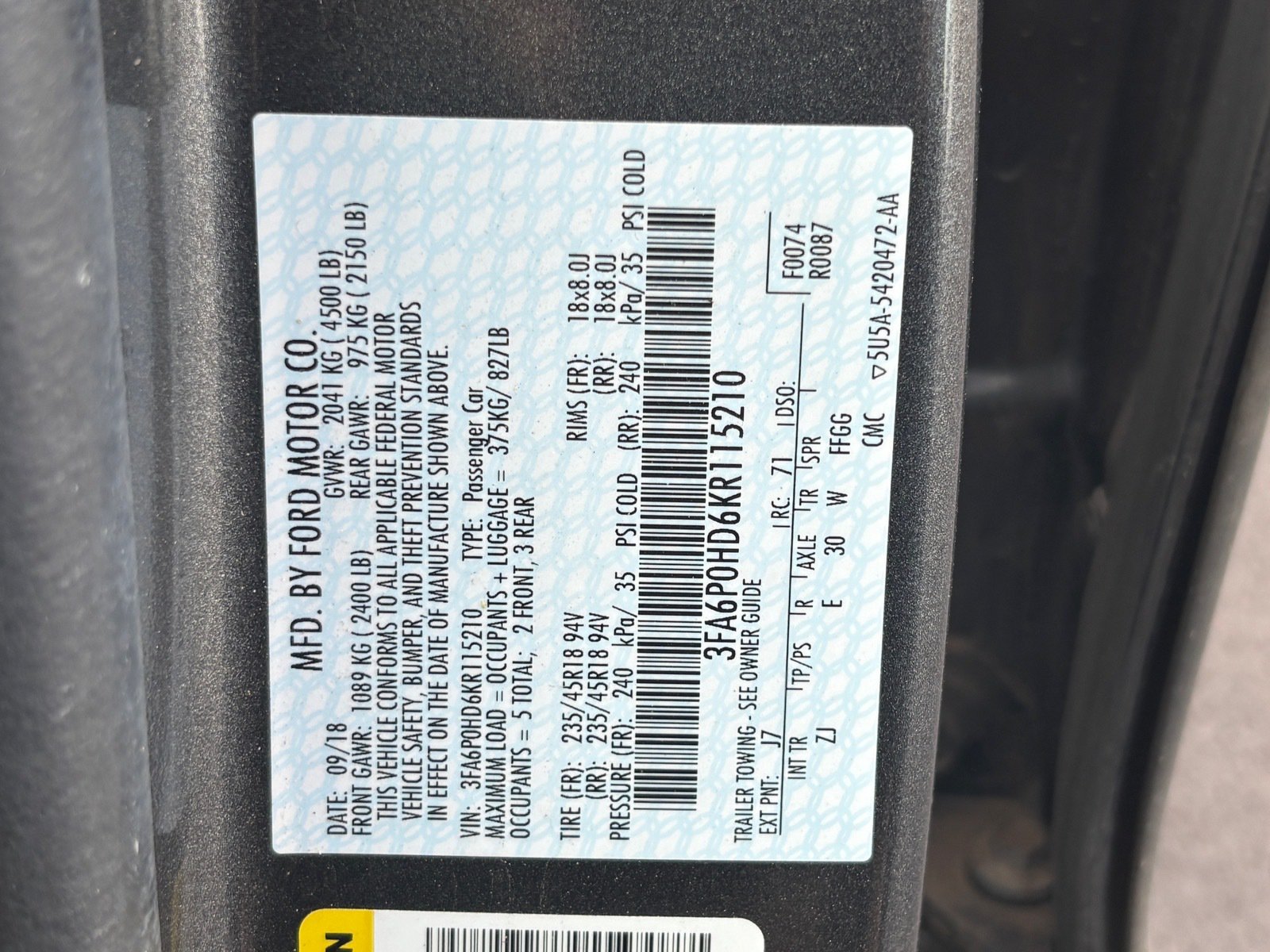Used 2019 Ford Fusion SE w/ Equipment Group 151A FWD image 10