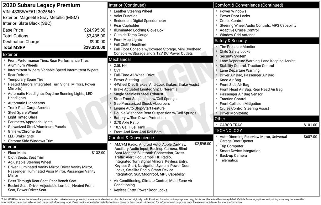 Used 2020 Subaru Legacy Premium image 34