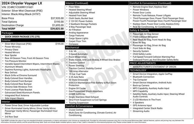 Used 2024 Chrysler Voyager LX FWD image 43