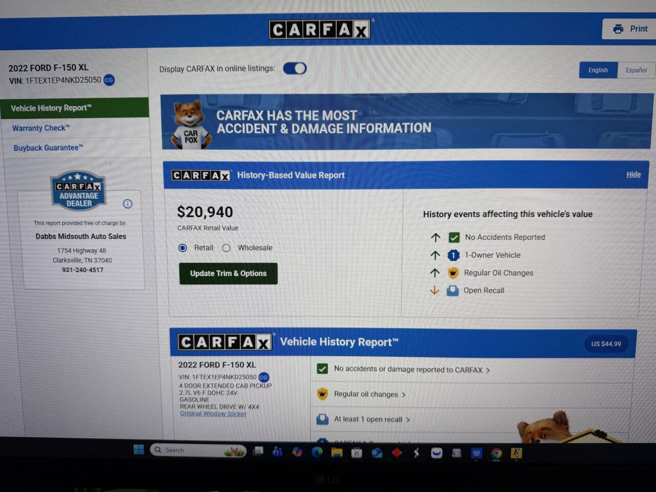 Used 2022 Ford F150 XL w/ Equipment Group 101A High image 19