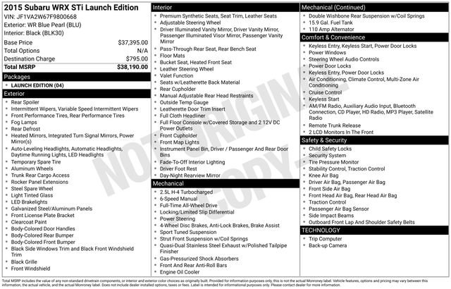 Used 2015 Subaru WRX STI Launch Edition image 32