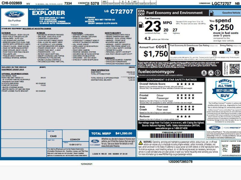 Used 2020 Ford Explorer XLT w/ Comfort Package AWD/4WD image 2