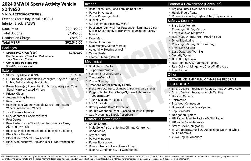 Used 2024 BMW iX xDrive50 w/ Sport Package AWD/4WD image 6