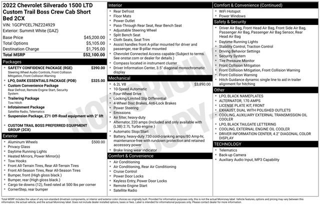 Used 2022 Chevrolet Silverado 1500 Custom Trail Boss w/ Safety Confidence Package AWD/4WD image 9