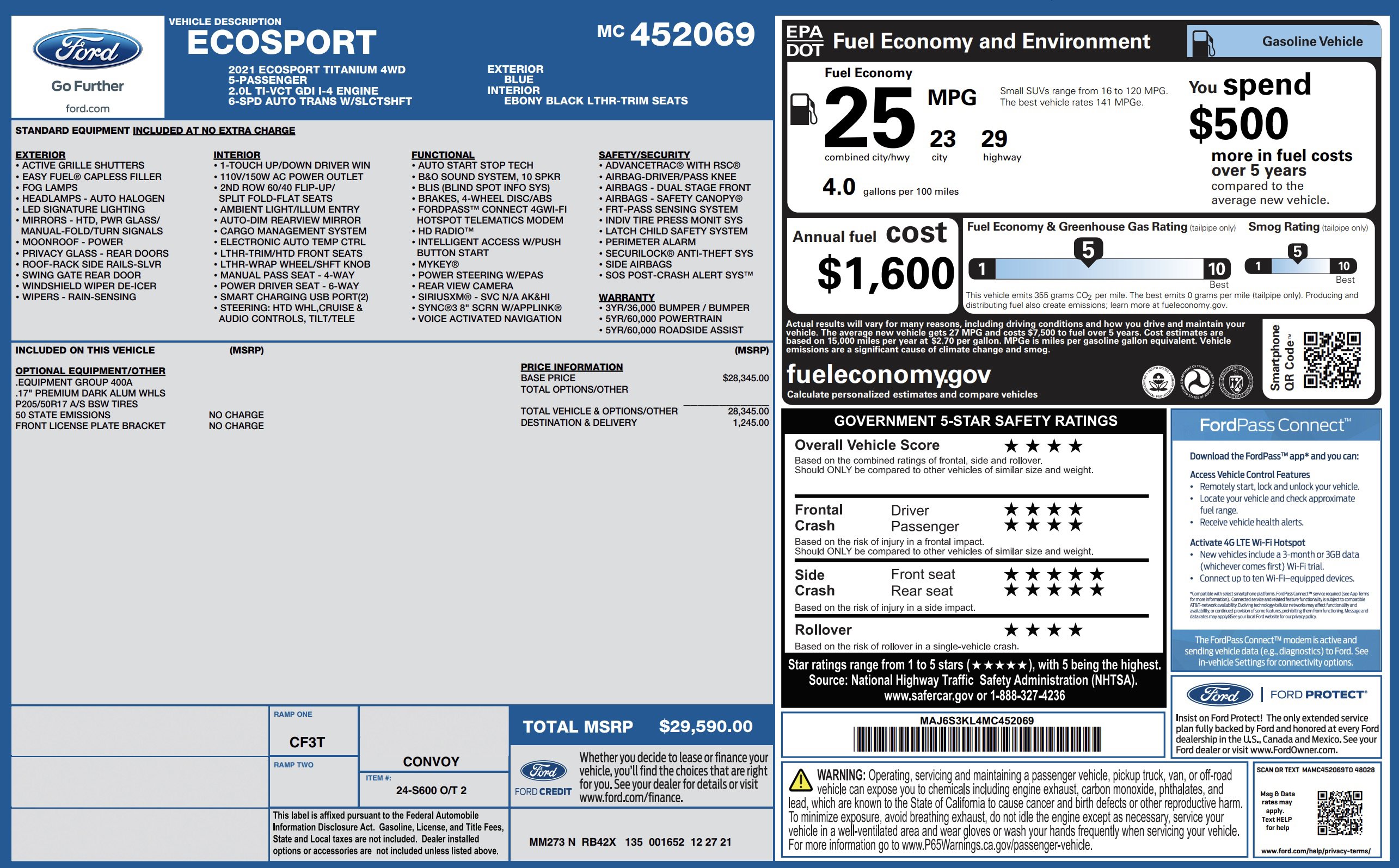 Used 2021 Ford EcoSport Titanium AWD/4WD image 4