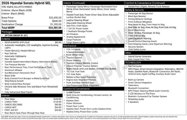 New 2026 Hyundai Sonata SEL FWD image 5