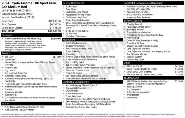Used 2024 Toyota Tacoma TRD Sport w/ TRD Sport Upgrade Package AWD/4WD image 34