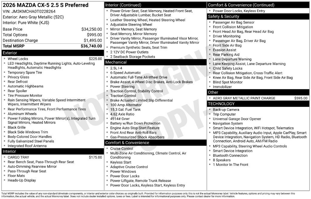 New 2026 MAZDA CX-5 Preferred AWD/4WD image 33