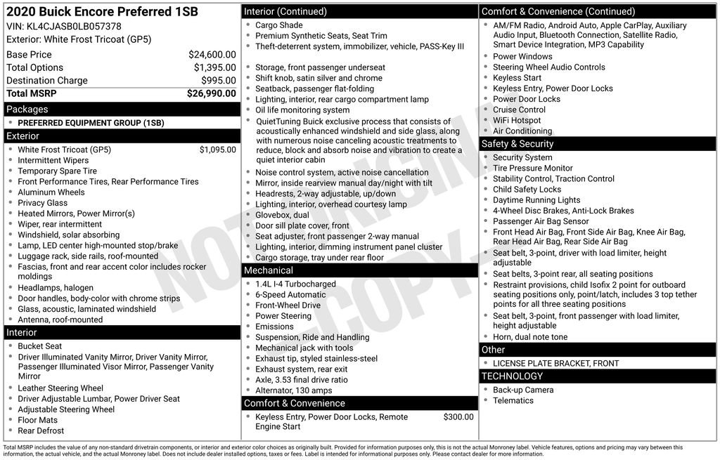 Used 2020 Buick Encore Preferred image 29