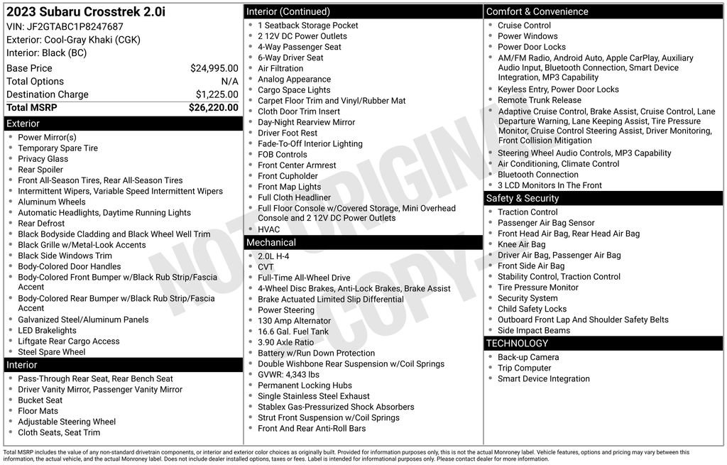 Certified 2023 Subaru Crosstrek 2.0i image 52