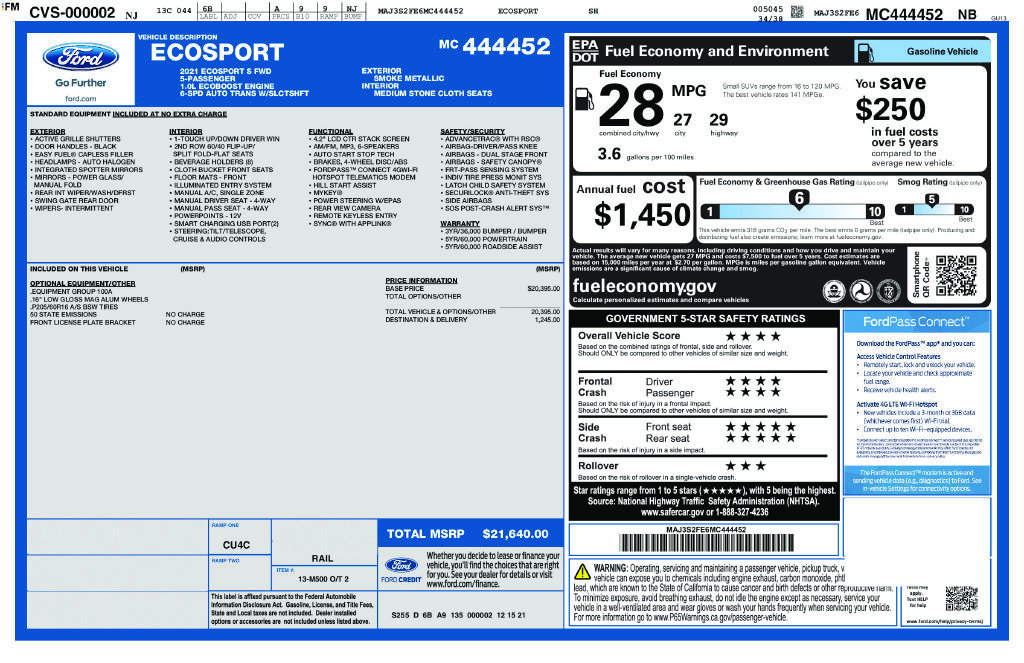 Used 2021 Ford EcoSport S FWD image 37