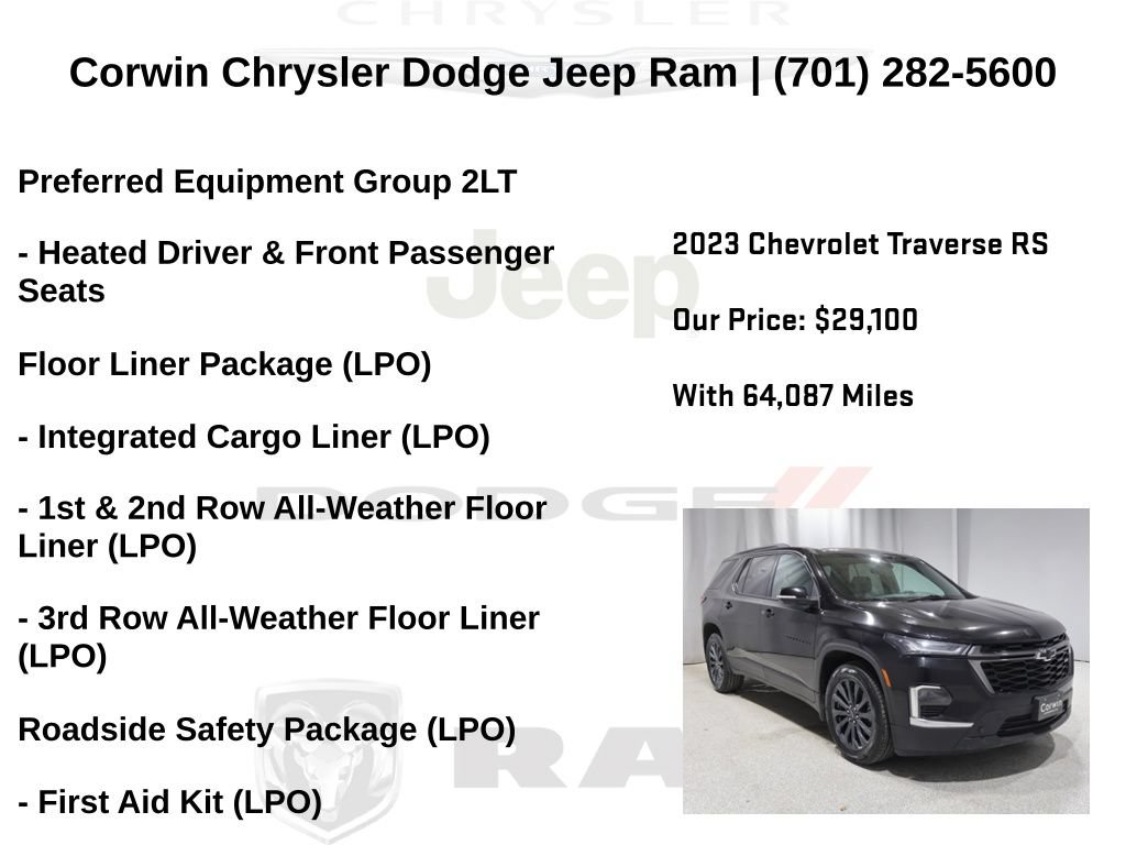 Used 2023 Chevrolet Traverse RS w/ LPO, Floor Liner Package AWD/4WD image 6