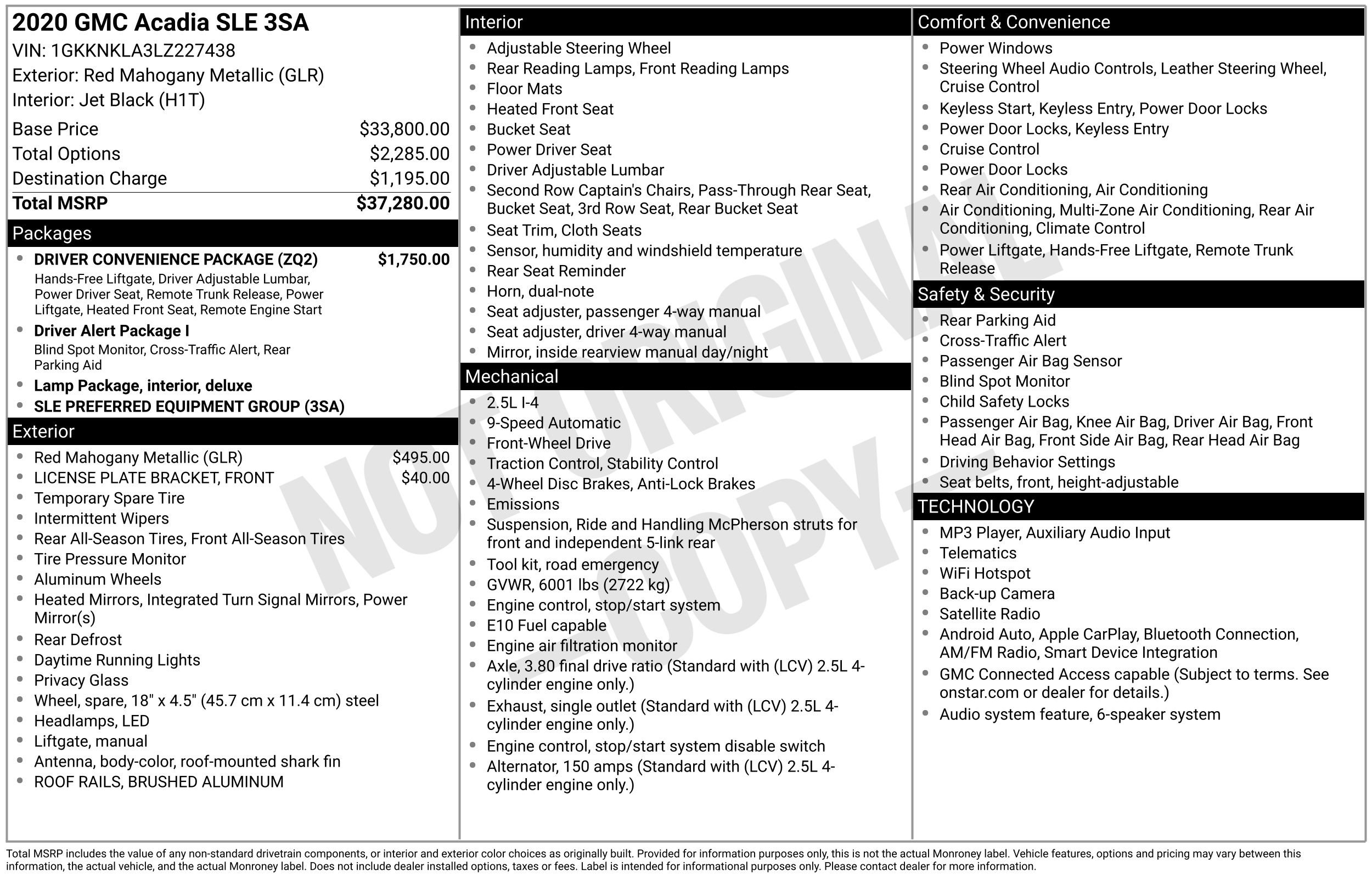 Used 2020 GMC Acadia SLE w/ Driver Convenience Package FWD image 2