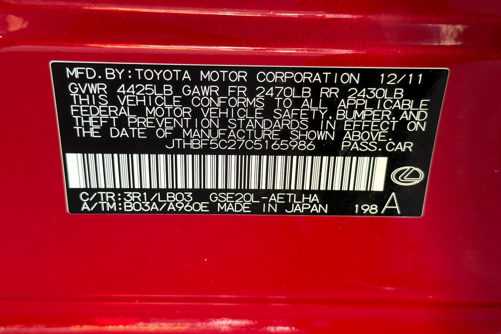 Used 2012 Lexus IS 250 w/ Premium Pkg Value Edition RWD image 27