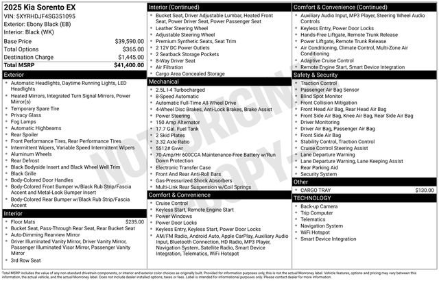 New 2025 Kia Sorento EX image 4