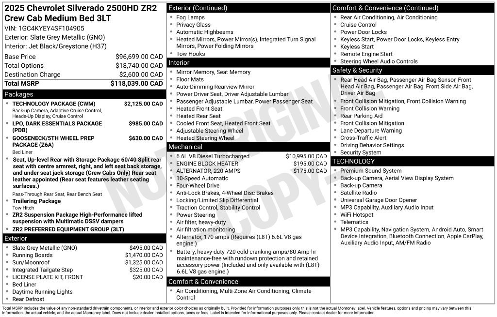 Used 2025 Chevrolet Silverado 2500 ZR2 w/ Technology Package AWD/4WD image 88