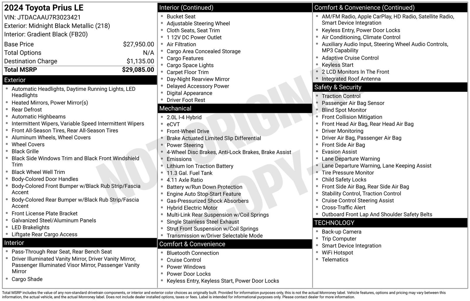 Used 2024 Toyota Prius LE FWD image 7