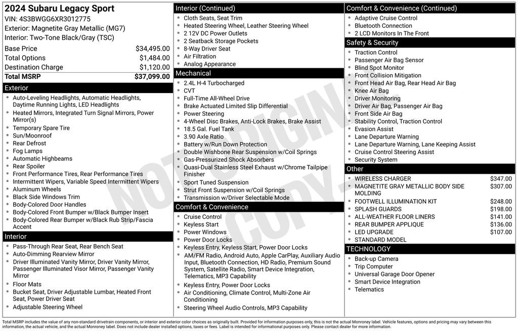 Certified 2024 Subaru Legacy Premium AWD/4WD image 33