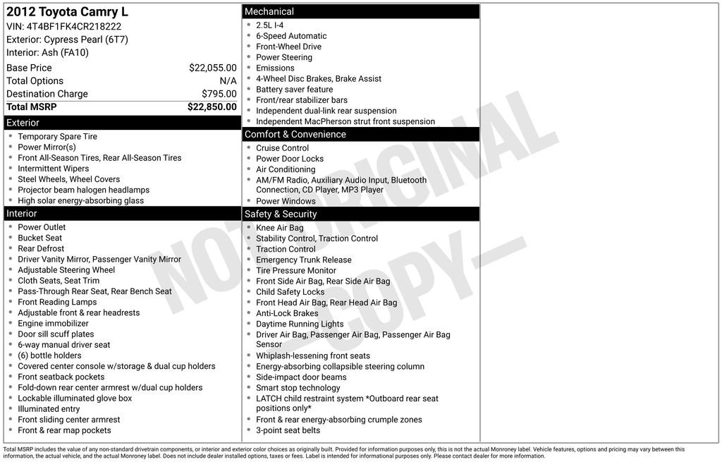 Used 2012 Toyota Camry L image 35