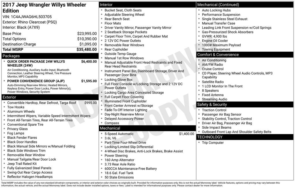 Used 2017 Jeep Wrangler Willys Wheeler image 10