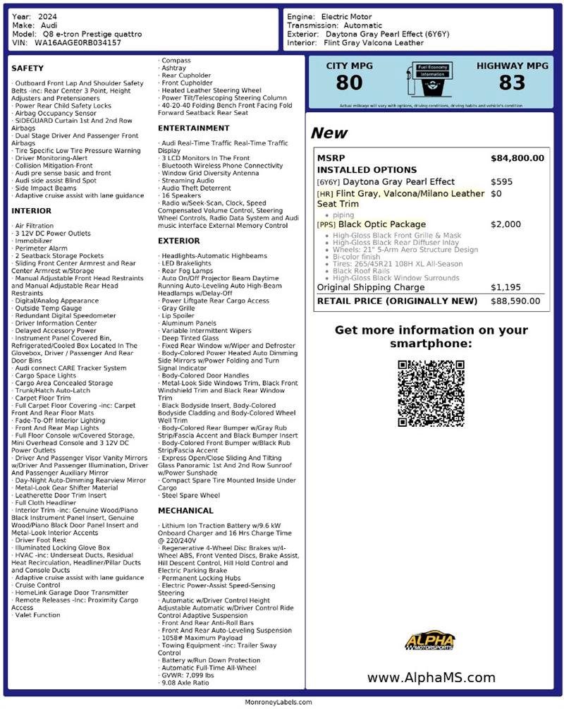 Used 2024 Audi Q8 e-tron Prestige image 3