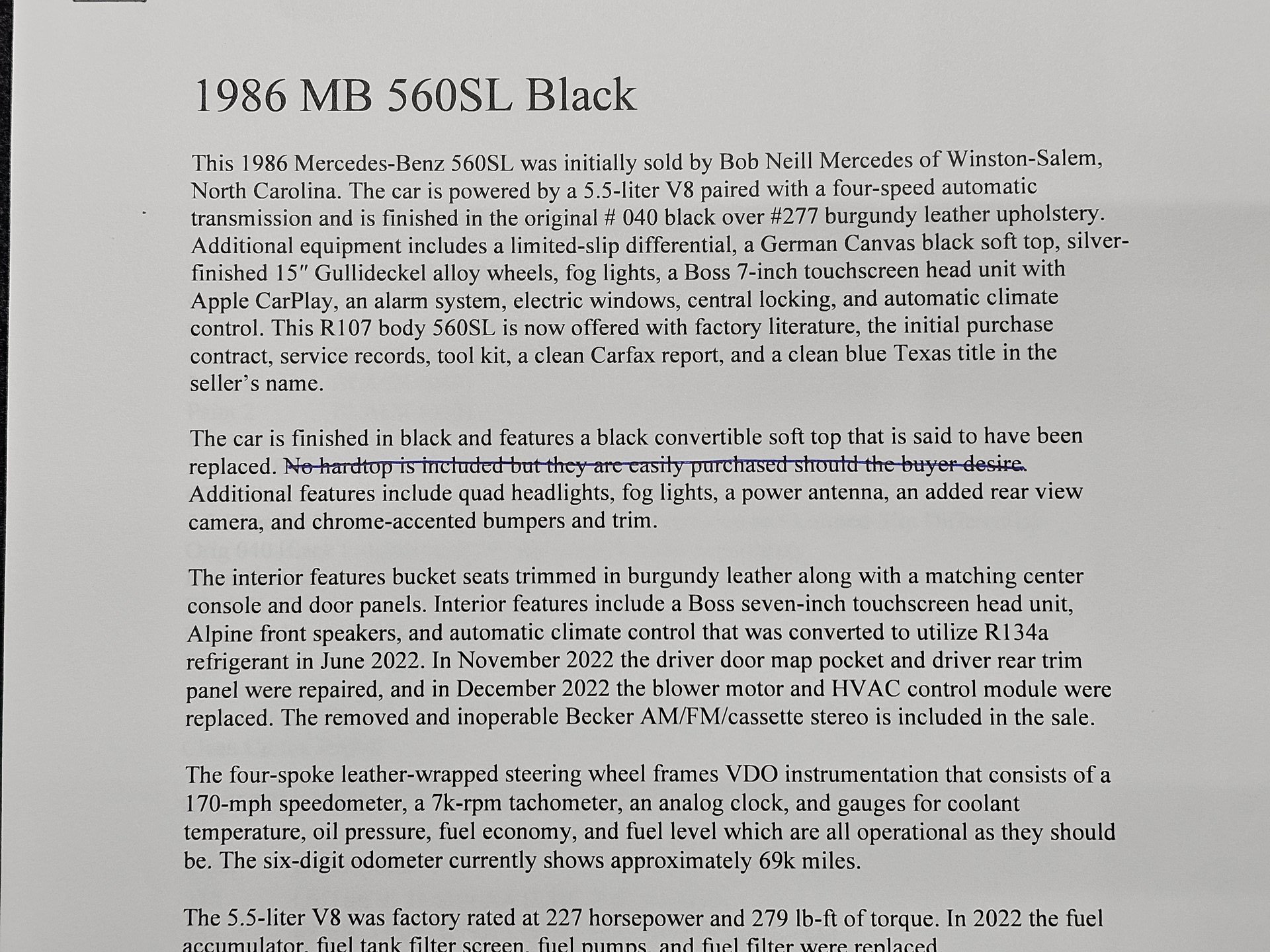 Used 1986 Mercedes-Benz 560 SL image 4
