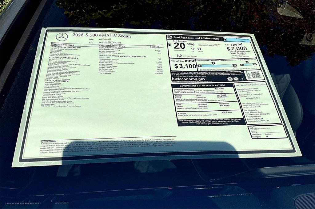 New 2026 Mercedes-Benz S 580 4MATIC Sedan image 14