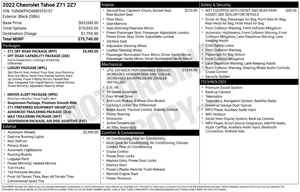 Certified 2022 Chevrolet Tahoe Z71 w/ Z71 Off-Road Package AWD/4WD image 56