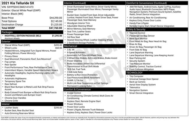 Used 2021 Kia Telluride SX w/ Nightfall Edition Package image 30