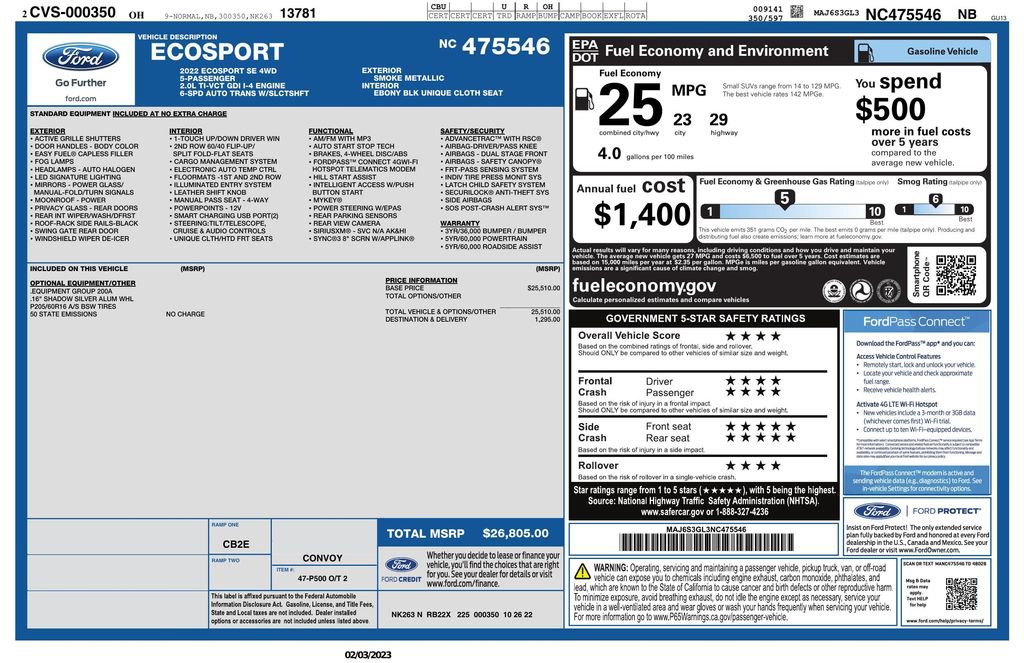 Used 2022 Ford EcoSport SE AWD/4WD image 29