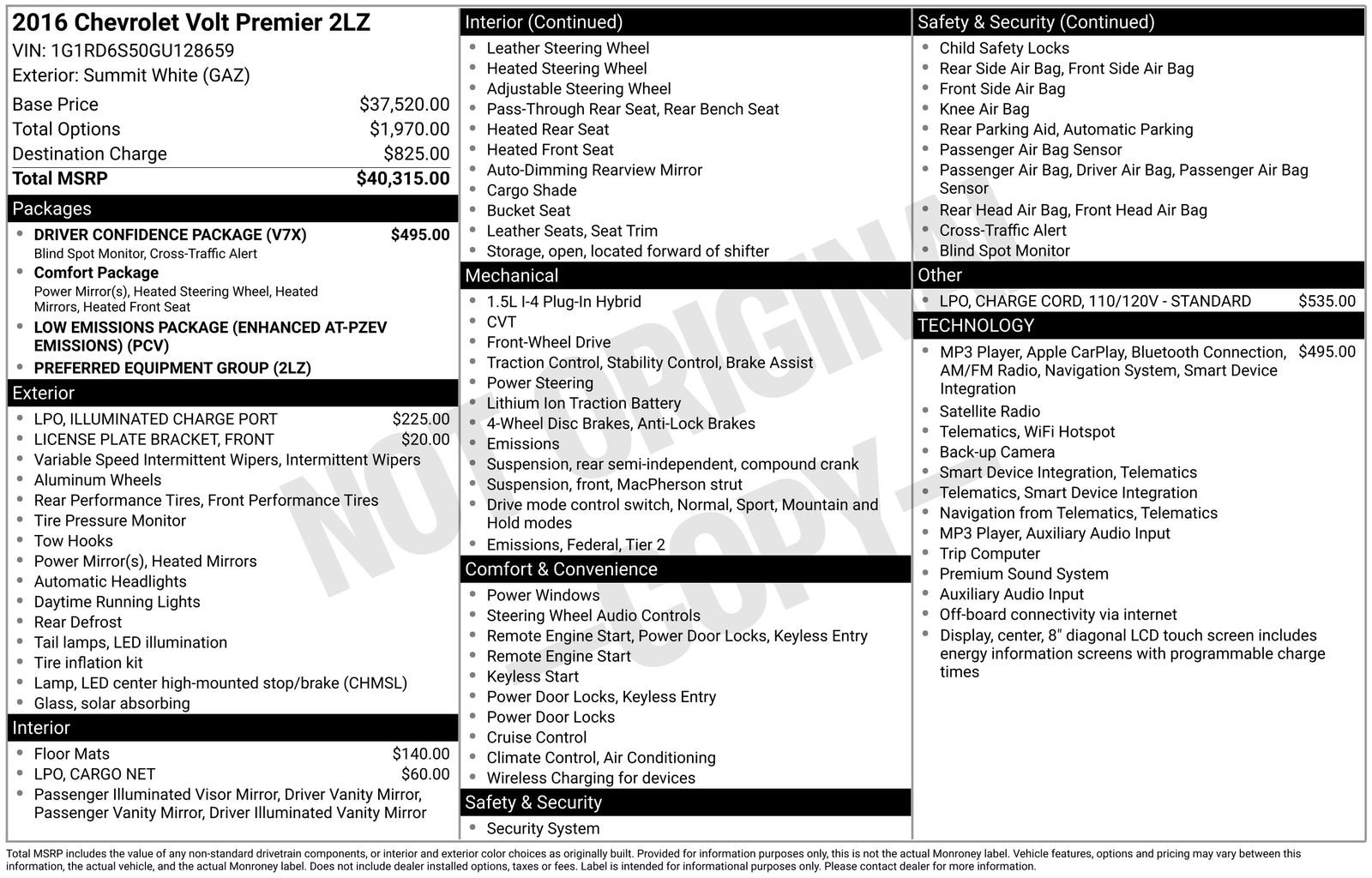 Used 2016 Chevrolet Volt Premier w/ Driver Confidence Package FWD image 28