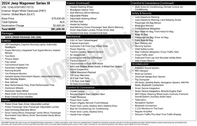 Used 2024 Jeep Wagoneer Series III AWD/4WD image 28