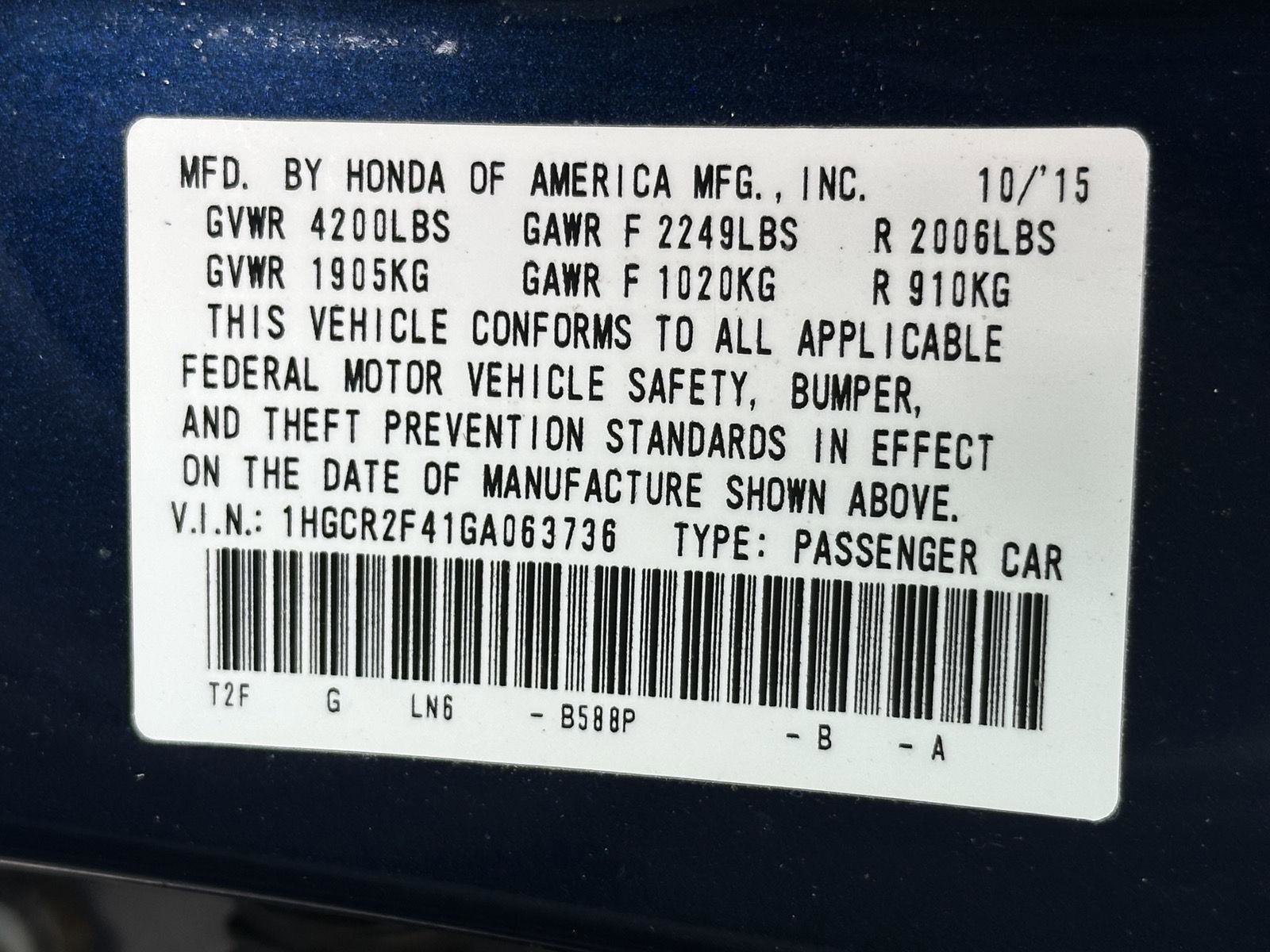 Used 2016 Honda Accord LX image 15