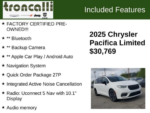 Certified 2025 Chrysler Pacifica Limited FWD image 5