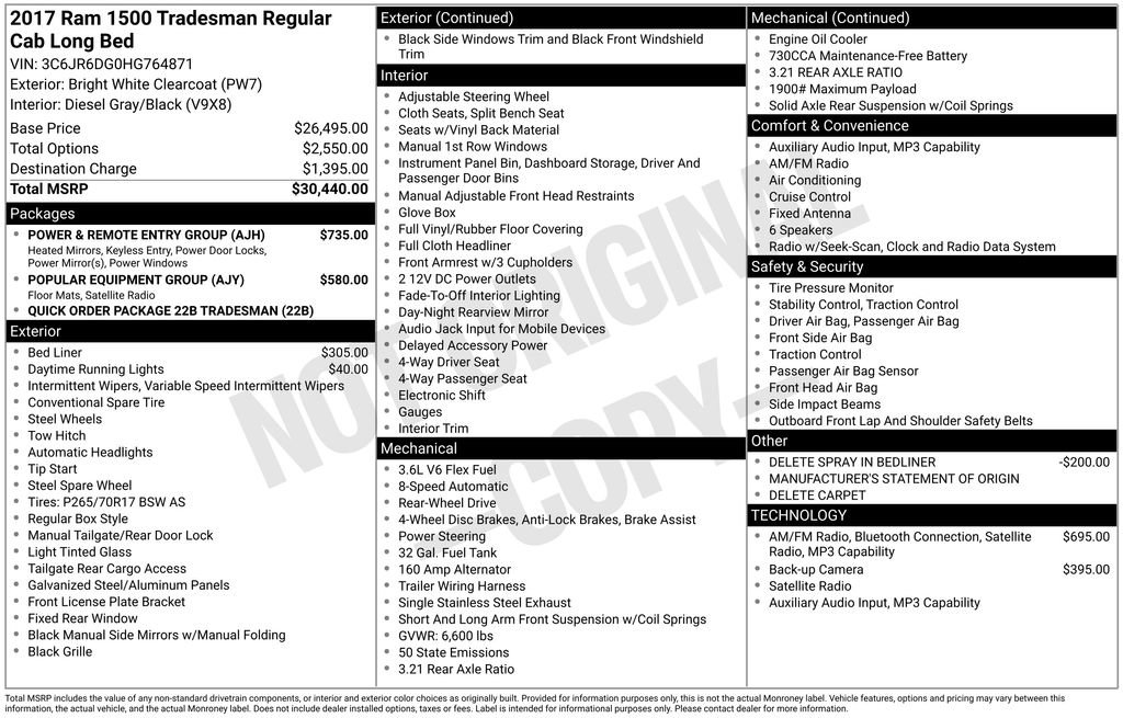 Used 2017 RAM 1500 Tradesman w/ Power & Remote Entry Group RWD image 33