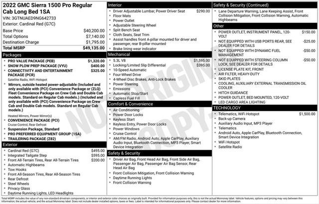 Used 2022 GMC Sierra 1500 Pro w/ Pro Value Package AWD/4WD image 2