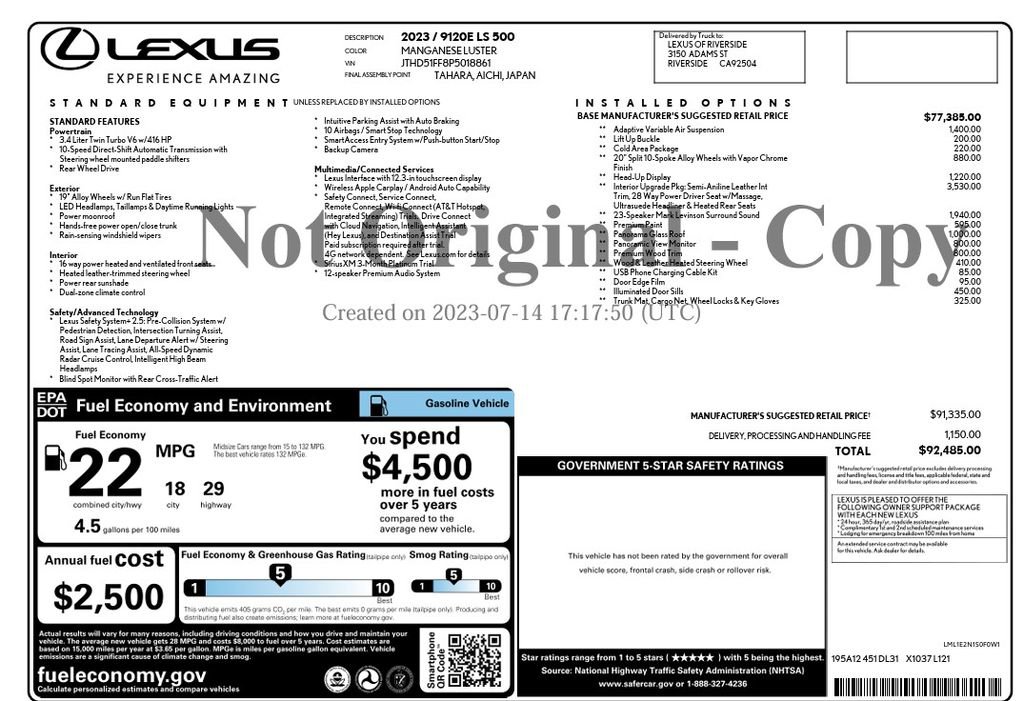 Used 2023 Lexus LS 500 w/ Interior Upgrade Package RWD image 2