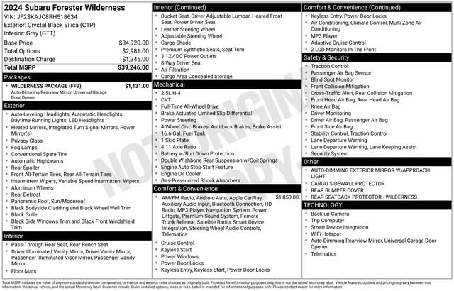 Used 2024 Subaru Forester Wilderness w/ Wilderness Package image 39