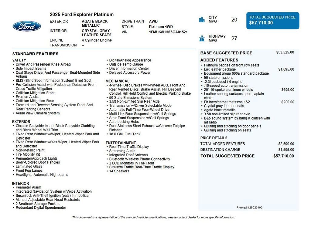 Used 2025 Ford Explorer Platinum w/ LUX Leather Package image 42