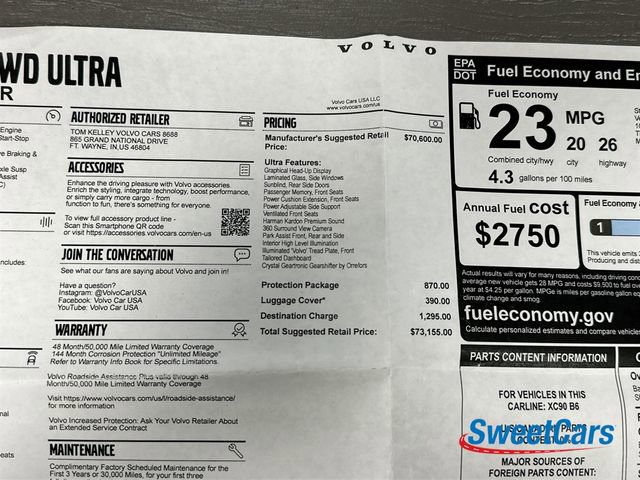 Used 2025 Volvo XC90 B6 Ultra w/ Protection Package Premier image 58