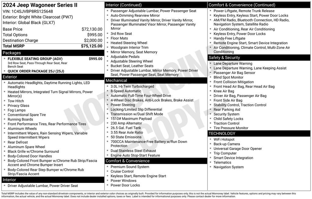 Used 2024 Jeep Wagoneer Series II w/ Flexible Seating Group image 2